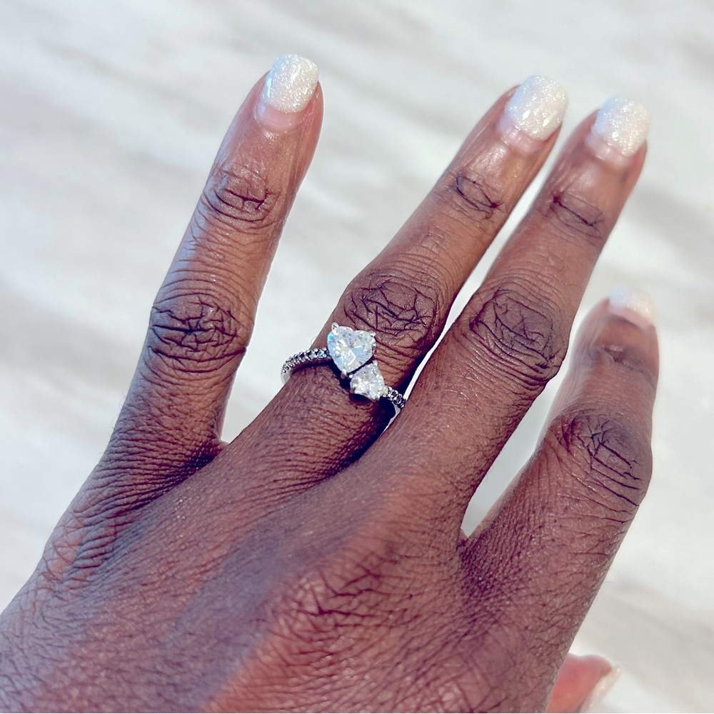 Pandora Double Heart Sparkling Ring